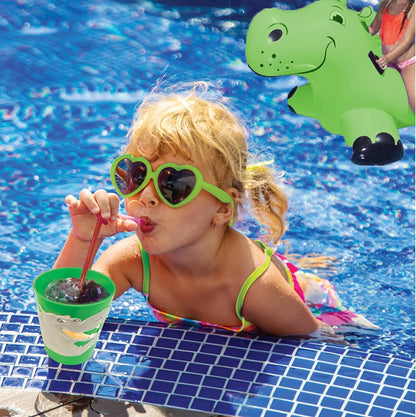 Lily's Home 3D Hippo Tumbler for Kids 10oz - Unbreakable BPA-Free Plastic, Fun Animal-Shaped Drinkware for Ages 3-6 - Toddler Reusable & Bathroom Rinse (2-Pack, Grey)
