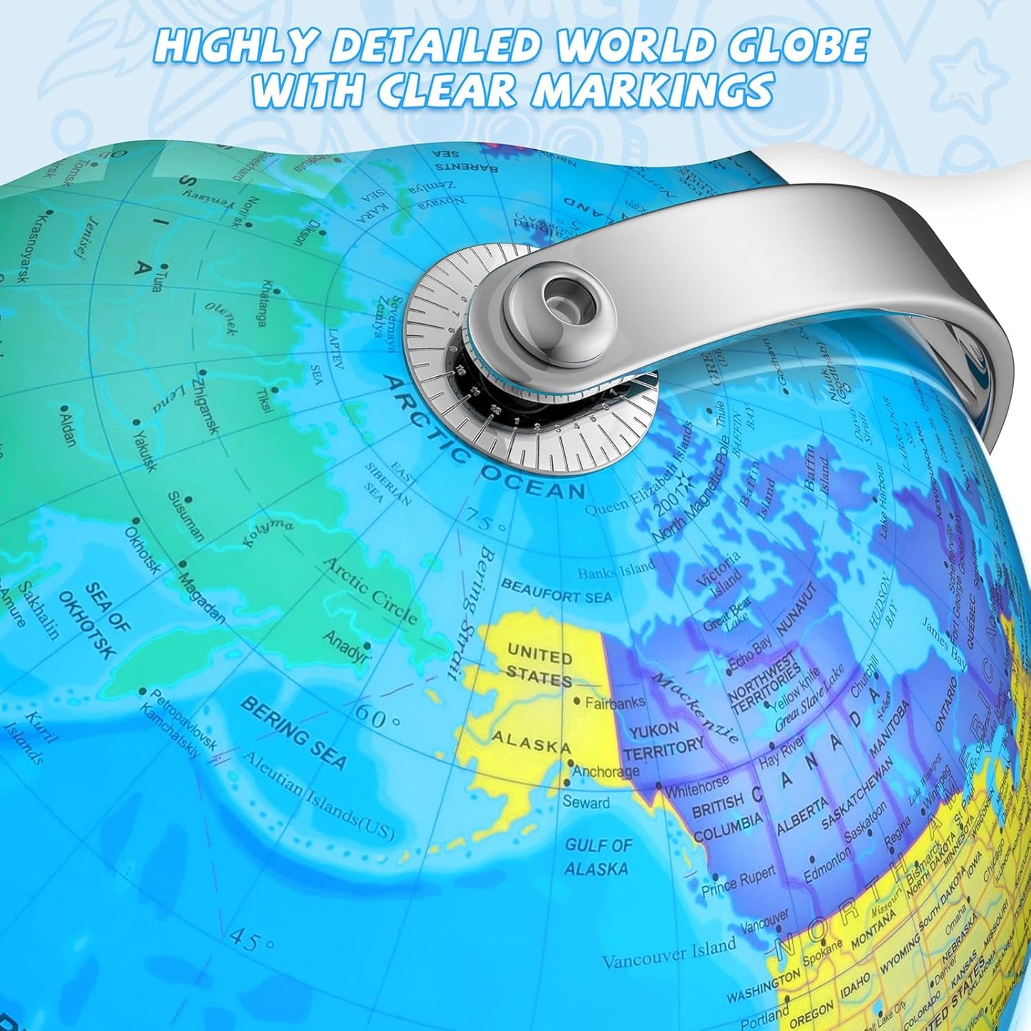 12" Illuminated World Globe for Children & Adults, Globe Lamp with World Map for Kids, Stable Heavy Metal Base, Interactive STEM Learning Gift & Night Light