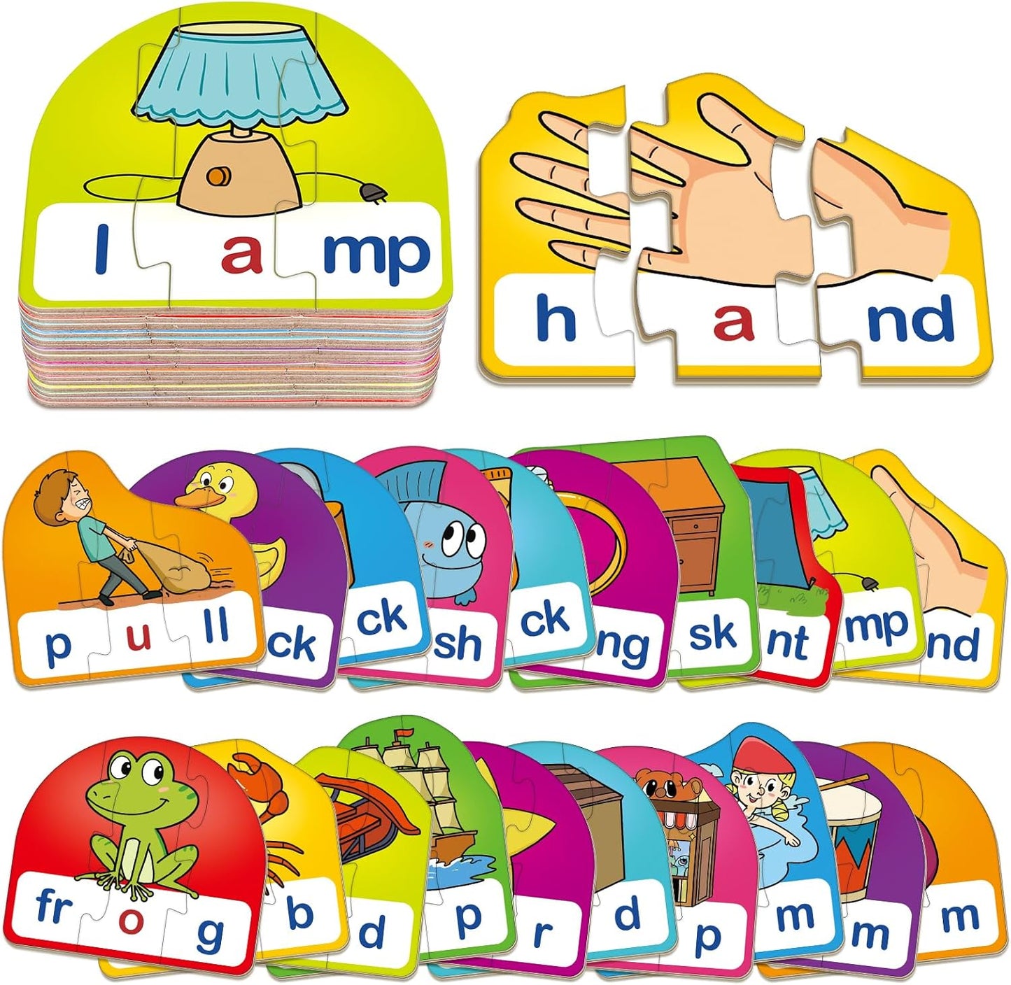 CVCC & CCVC Puzzle Cards for Kids,Phonics Games,Speech Therapy Toys for Toddlers,3 Alphabet Letter Word Puzzle,Learning Reading Spelling Games,Preschool Kindergarten Classroom Must Haves