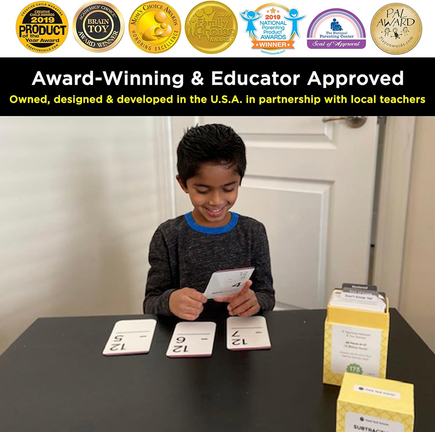 Think Tank Scholar 346 Addition and Subtraction Flash Cards Set (Award Winning) All Facts Color Coded, for Kids in Kindergarten, 1st, 2nd, 3rd Grade Class or Homeschool - Games & Chart