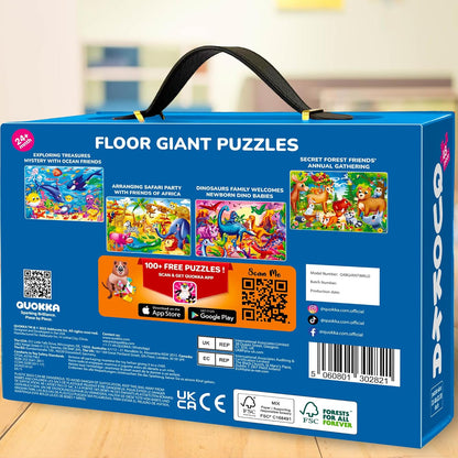 QUOKKA Giant Floor Puzzle for Kids Ages 4-6 – 2x3 Feet Extra-Thick 48 Pieces Toddler Puzzle Ages 3-5 – USA Map Educational Activity for Boys Girls – Premium Box with Sturdy Handle & Magnetic Closure