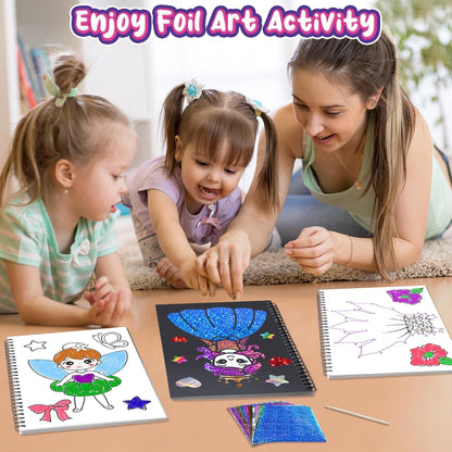 Foil Craft Bugs Butterfly DIY Art Fun Kits Set, No Mess Creative Foil Art Drawing Game for Kids, Birthday Gifts Crafts Supplies Travel Toys for Girls Boys Ages 4-9