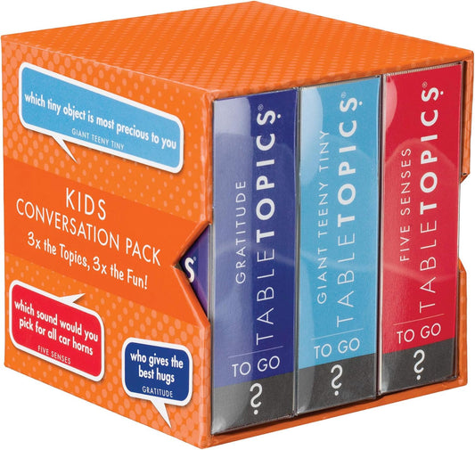 TableTopics Kids Conversation Pack for Families with Young Children, 120 Engaging Question Cards for Dinner & Classrooms, Boxed Set of 3 Topics, Stocking Stuffer