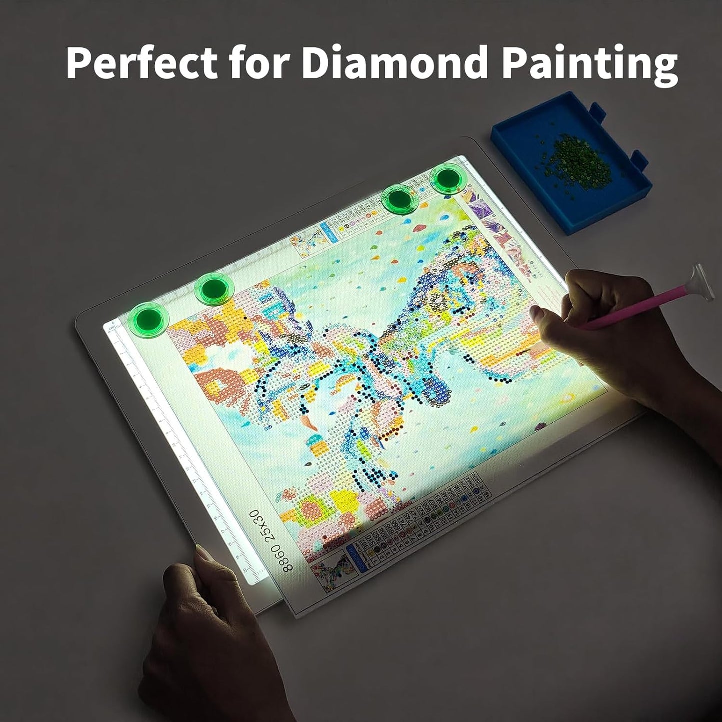 TOHETO Rechargeable A3 Light Pad for Diamond Painting, Ultra Bright Tracing Light Box for Drawing, Wireless Lightbox for Tracing and Drawing, Cordless Diamond Art Light Board for Sketching (Black)
