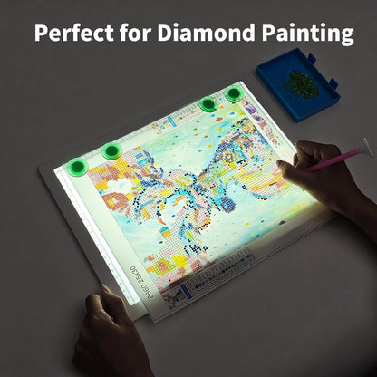 TOHETO Rechargeable A3 Light Pad for Diamond Painting, Ultra Bright Tracing Light Box for Drawing, Wireless Lightbox for Tracing and Drawing, Cordless Diamond Art Light Board for Sketching (Black)