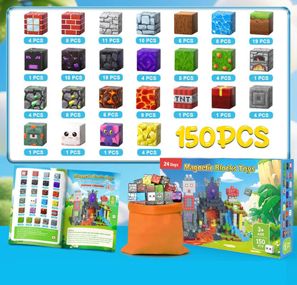 150PCS Magnetic Blocks, Magnetic Building Blocks Cubes, Magnet Tiles Stacking STEM Building Game Birthday Gifts for Boys Girls Age 3 4 5 6 7 8-12