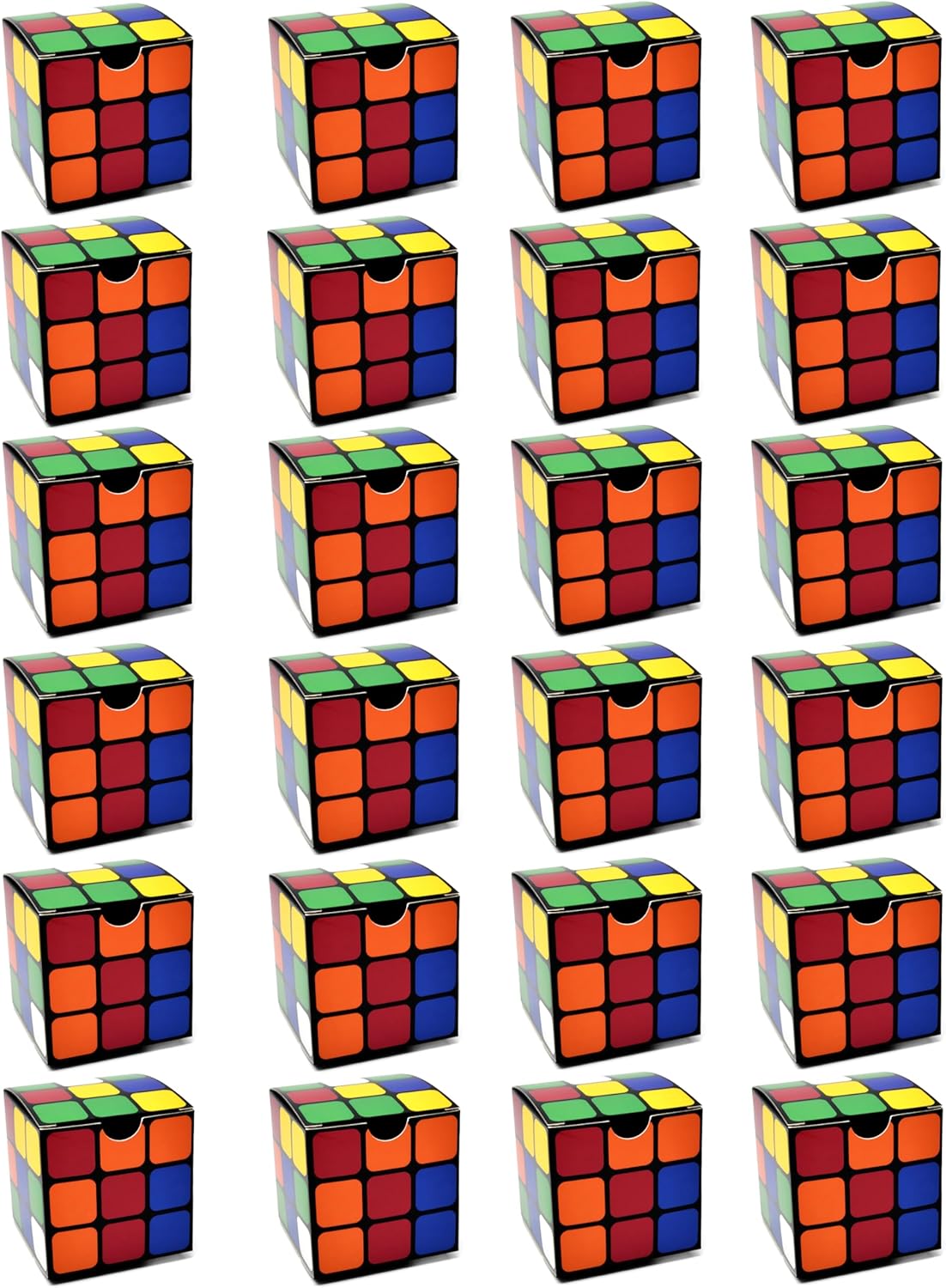 Gift Boutique 24 Pack Magic Cube Party Favor Boxes Cubes Puzzles Game Box Cardboard Gift Box Wrapping for Birthday Party Favors Supplies Decorations Fill with Candy Cupcake Goodies Prizes 3" Cubes