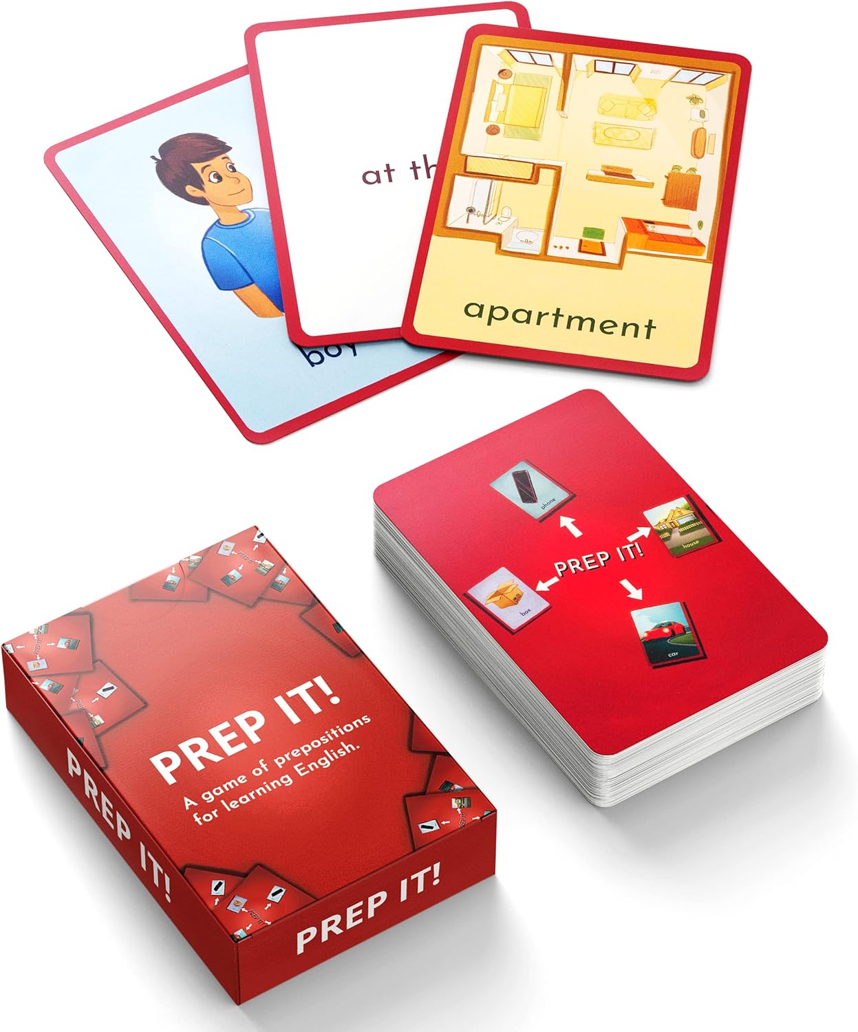 Prep It English Flash Cards Game for Learning Prepositions - Sight Words for Sentence Building and Reading Activities - Used for ESL Teaching - Montessori - Kindergarten - 1st and 2nd Grade