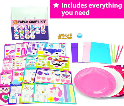 KRAFUN My First Unicorn Bunny Paper Craft Kit for Girls Age 3+, 18 DIY Arts & Crafts Projects, Paper Bags Plates Rolls, Creative Activity Set for Toddlers with Unicorn Bunny Fairy Princess