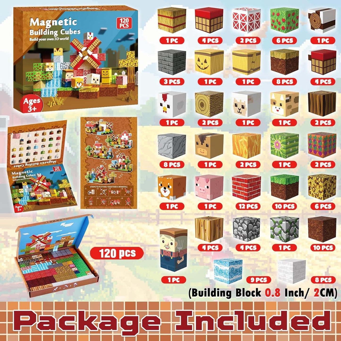 GraceDuck 300 PCS Magnetic Blocks - Magnetic Building Blocks, Stacking Magnets for Kids, Sensory Toy for STEM Montessori Sensory Toys for Kids 3+ Boys and Girls Christmas Birthday Gifts