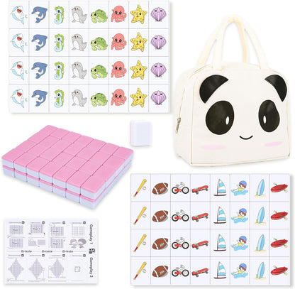 drizzle 65 Tiles Seaside Escape Blocks Game 30mm - Instruction Manual Panda Bag - National Flag & Vegetables Patterns