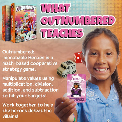 Outnumbered: Improbable Heroes Board Game - A Mensa Award Winning Superhero Math Game | Fun & Educational Game for Kids, Adults, and Families | STEM Toy to Learn Multiplication & Division