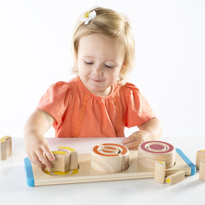 Guidecraft Nesting Circle Fractions - Smooth Wooden Shapes Sorting Game, Kids Early Educational STEM Toys