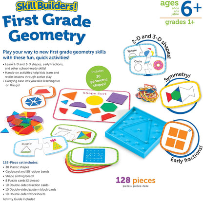 Learning Resources Skill Builders First Grade Geometry - Geometry Set for Students, First Grade Math Manipulatives, Hands On Learning Activities, Homeschool and Classroom Math Teaching Tools