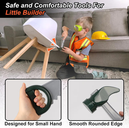 Liberry Kids Tool Set for Boys Girls 3-5 Years, Construction Worker Costume with Hat, Toddler Dress Up Toys for Birthday Gift