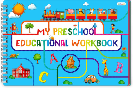 Handwriting Practice Book, 40 Pages Dry Erase Preschool Workbook Montessori Learning Toy Educational Tool for Alphabet/Numbers/Colors/Shapes/Line Tracing - for Toddlers, Kids 3-5 Years Old