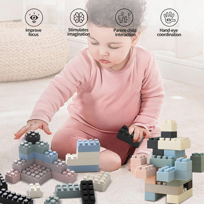 Soft Building Blocks for Toddlers, Large Building Blocks Stacking Blocks for Babies 6 Months and Up Stem Toddler Gifts, Teething Toys, 40 PCS
