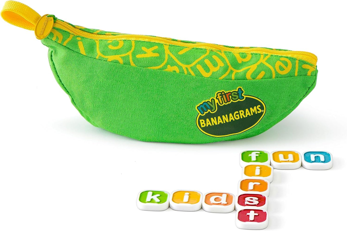 Bananagrams Classic Word Game – Fast-Paced Spelling & Anagram, Family & Travel Game , 144 Letter Tiles in Portable Banana Pouch, 1–8 Players, Educational Wordplay Fun for Ages 7+