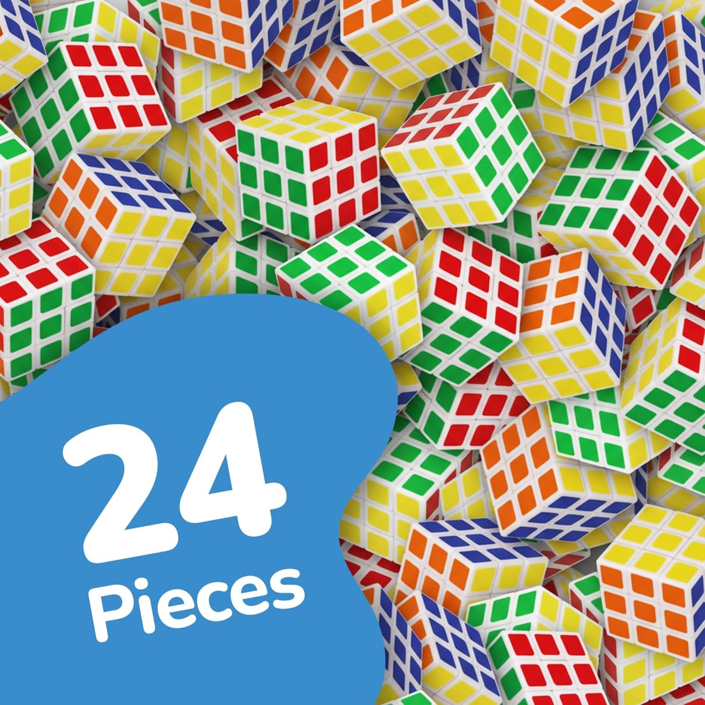 ArtCreativity Mini 3x3 Puzzle Cubes - 24 Pack - Ultra Portable Fidget Cubes for Kids and Adults - 3D Puzzle for Fidgeting, Stress Relief, and Learning - Fidget Party Favors and Goodie Bag Fillers