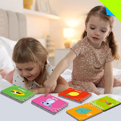 4 Preschool Learning Flipbooks, 96PCS Double Sided Printed Cards Set, Alphabet Letter A-Z, Number 1-20, Feelings and Emotions, Shapes and Colors Mini Board Books Set Early Educational Tool for Kids