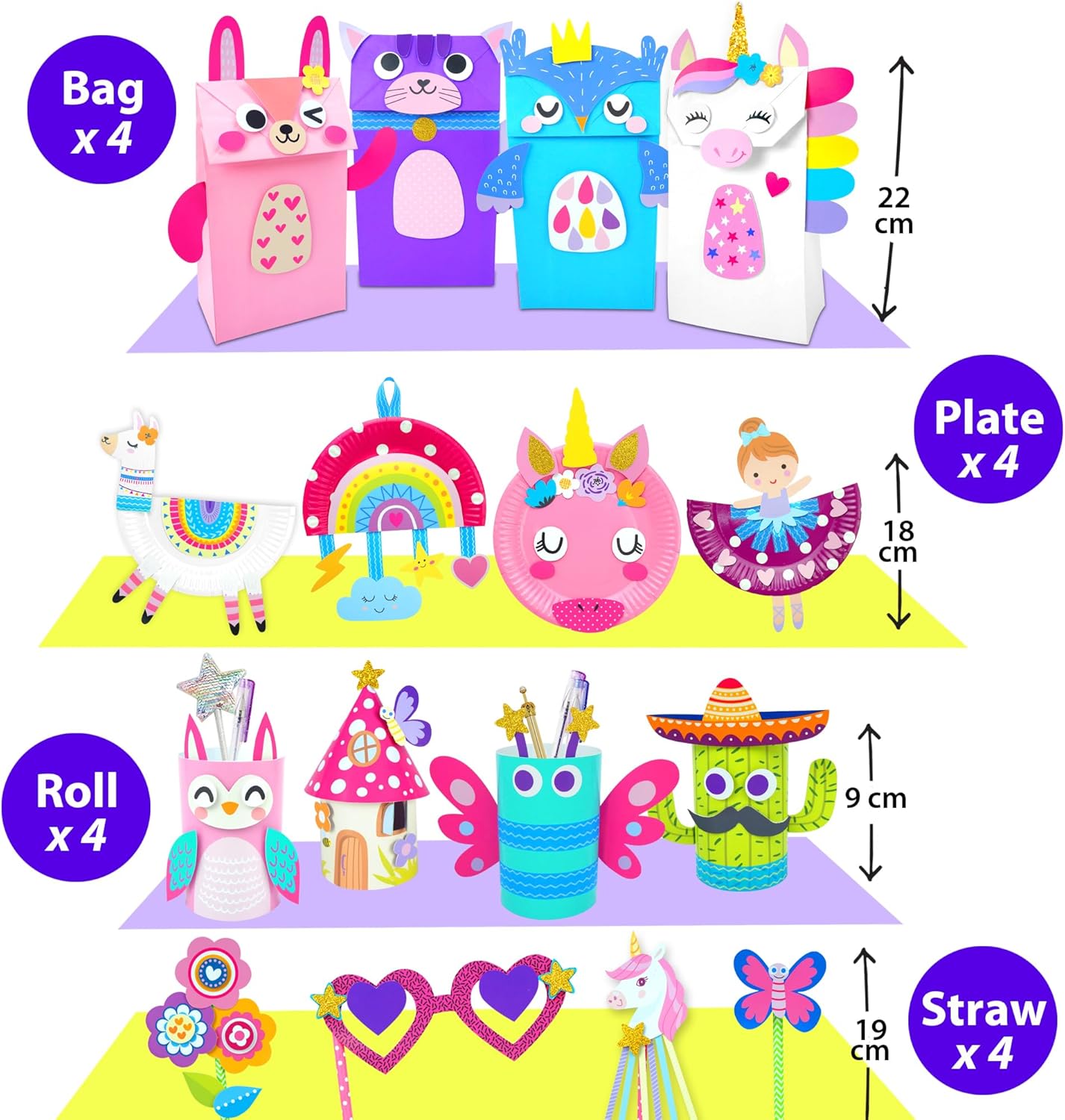 KRAFUN My First Unicorn Bunny Paper Craft Kit for Girls Age 3+, 18 DIY Arts & Crafts Projects, Paper Bags Plates Rolls, Creative Activity Set for Toddlers with Unicorn Bunny Fairy Princess