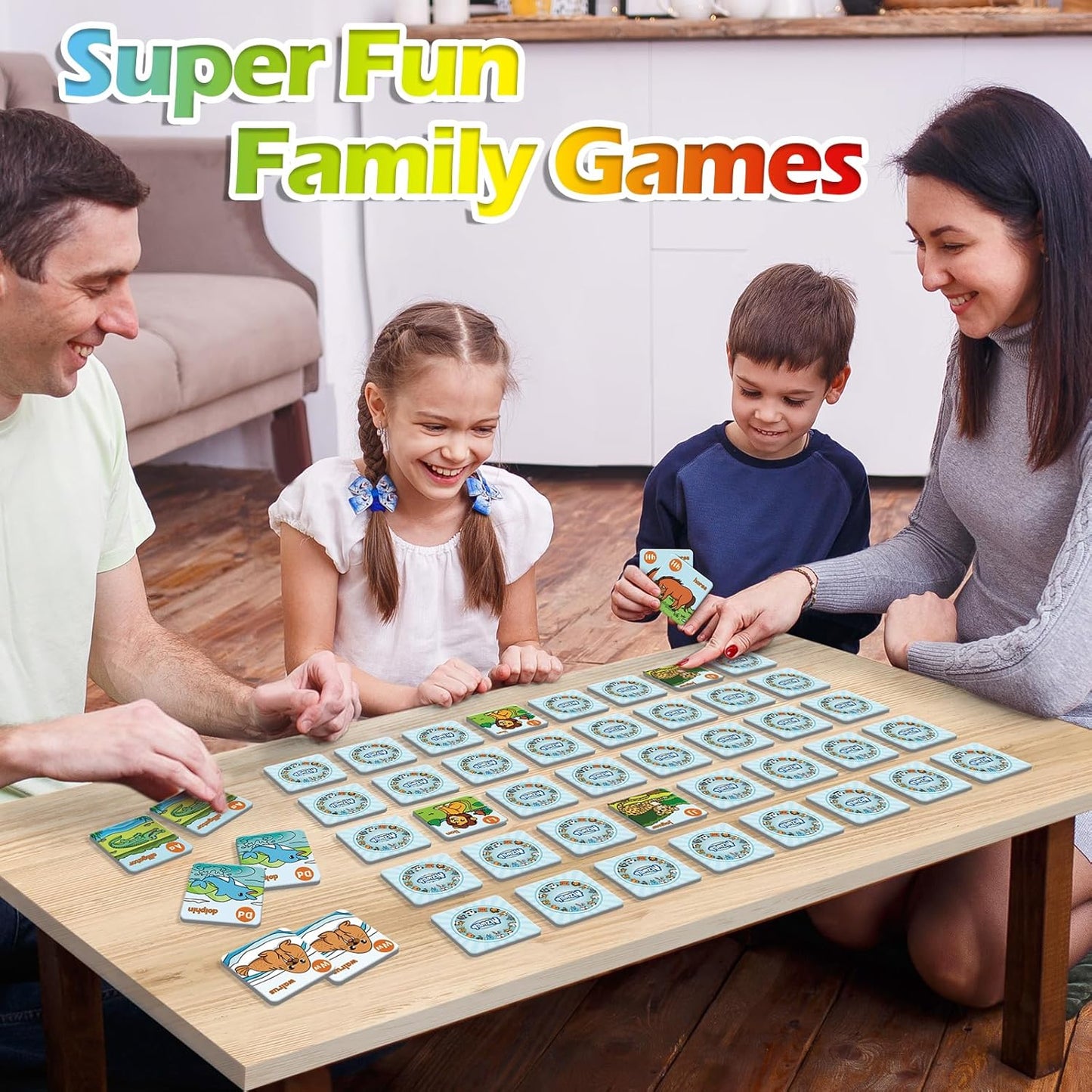 Aizweb CVC Word Match Game - 60 Pc Toddler Card Games for Kids Ages 3-6, Phonics Flash Cards for Preschool & Kindergarten Learning Activities, Educational Toys for Home School Supplies