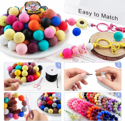 65Pcs 19mm Silicone Beads for Keychain Making Bracelet Necklace, Bulk Round Silicone Beads for Pens（Christmas Green） - Colors B