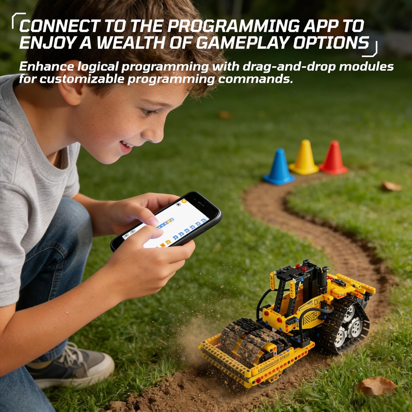 HPROMOT 5-in-1 STEM Robot Building Kit for Kids Ages 6-16, Remote & App Controlled, Rechargeable Engineering Learning DIY Coding Toy, Educational Building Blocks Gift for Girls & Boys (603 PCS)