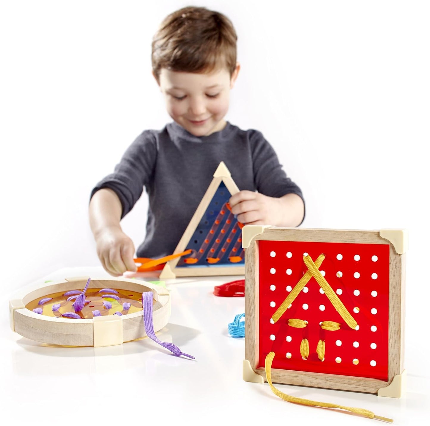 Guidecraft Geo Shape Lacing, Manipulative Preschool Toy, Educational Threading Set for Toddlers