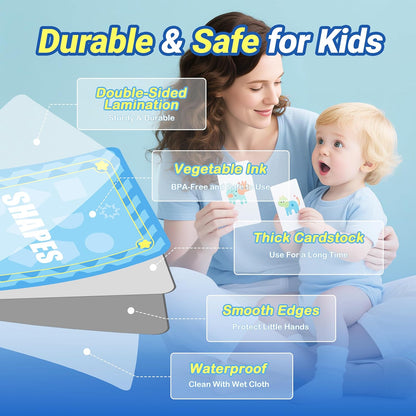 Thick Video Flash Cards for Toddlers- Color, Shape, Number Cards- 9 Fun Games for Toddlers, Speech Therapy Material Picture Cards, Preschool Learning Activities, Montessori