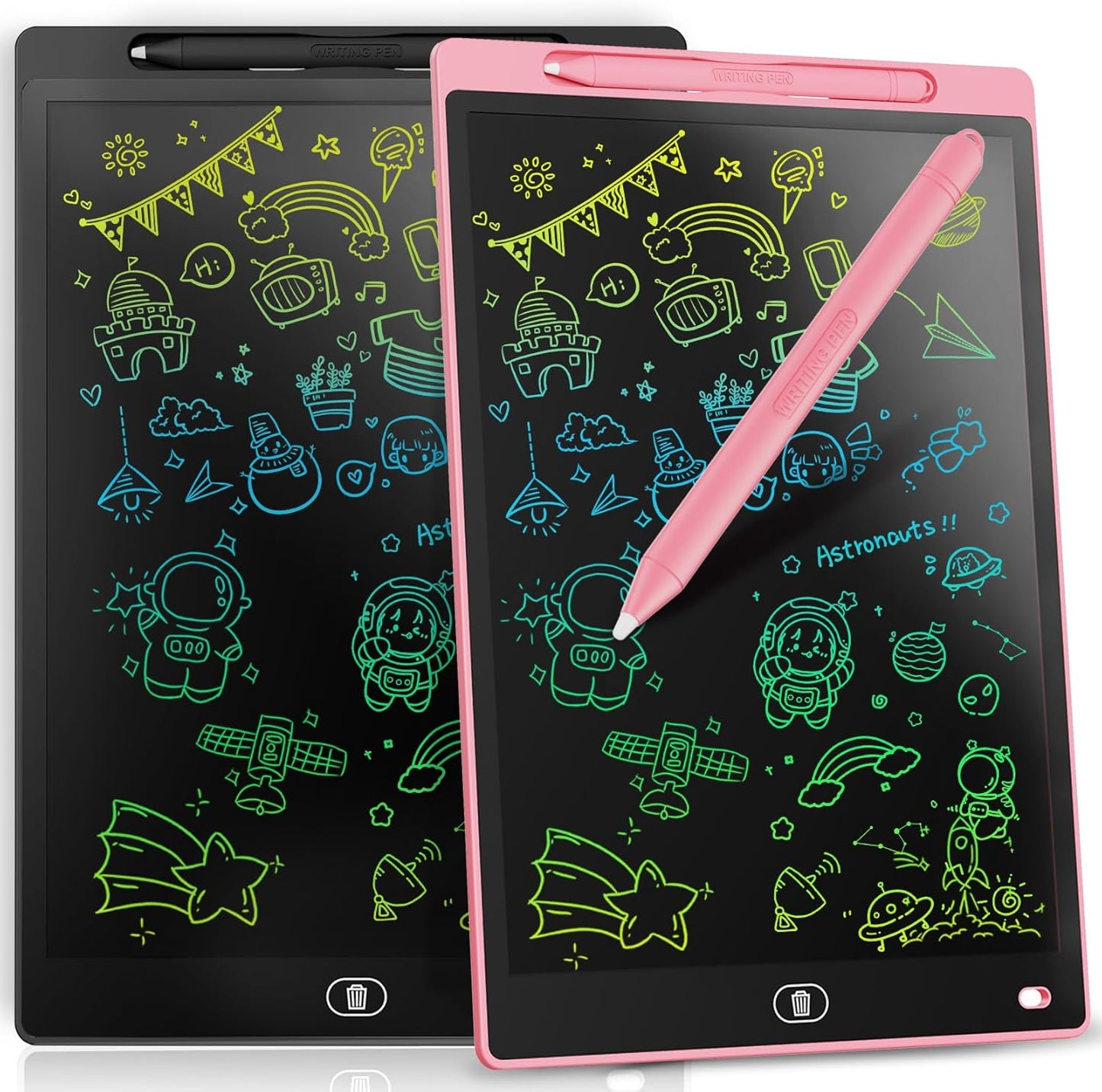 [2 Pack] Genialba LCD Writing Tablet 12-Inch Colorful Doodle Board, Toddler Learning Educational Toys Gifts for 3-8 Years Old Girls and Boys, Electronic Drawing Pad for Kids (Pink&Blue)