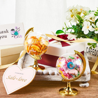 Suclain 60 Pieces Mini Globe Candy Container Gold Globe Party Favors Containers Fillable Round Candy Jars Decorations for Wedding Bridal Shower Adventure Baby Shower Travel Party Favor