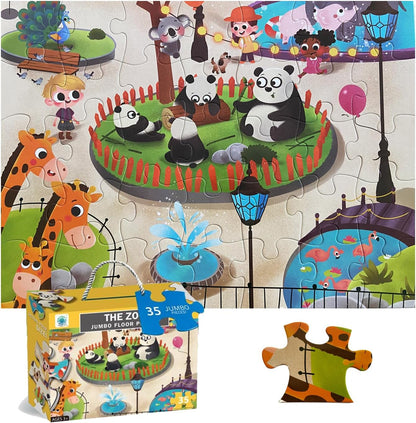 Jumbo Floor Puzzle for Kids, Large Jigsaw Puzzles 35 Piece for Kids Ages 3-5,Preschool Learning & Education Toys, Gifts for 4-8 Year Old Boys and Girls (Grassland Animal)