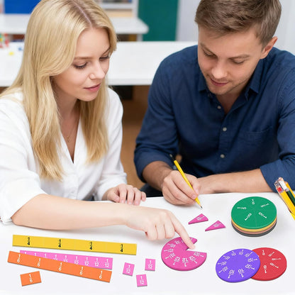 Meetory 134 Pcs Magnetic Fraction Tiles & Fraction Circles - Math Manipulatives for Preschool Elementary School Educational Resources Classroom Educational Kit