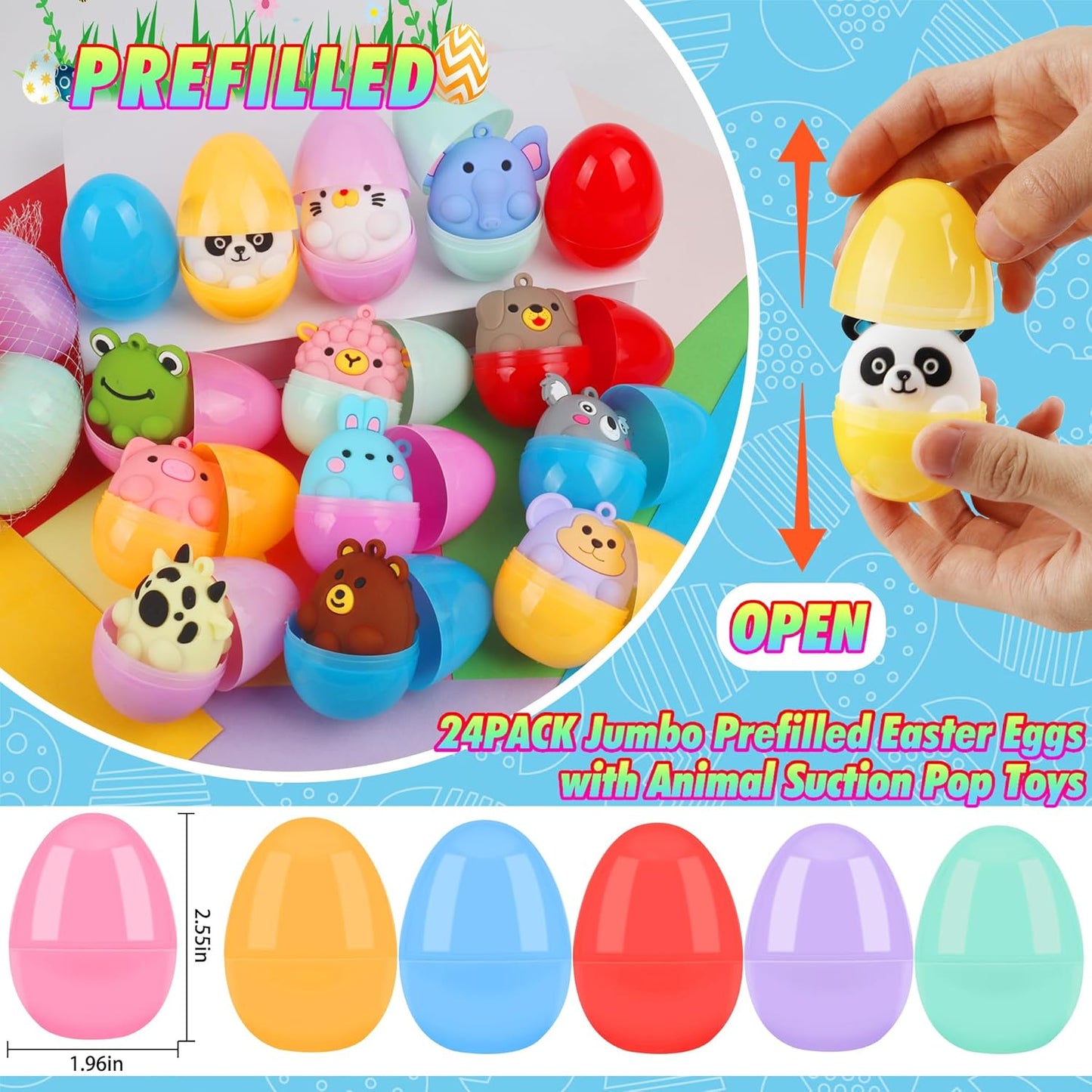 ChildFun 24 PCS Party Favors for Kids,3D Animal Pop Toys,Goodie Bags Stuffers for Kids,Pinata Stuffers Carnival Prizes,Fidget Toys Bulk,Prize for Classroom,Suction Toys for Toddlers