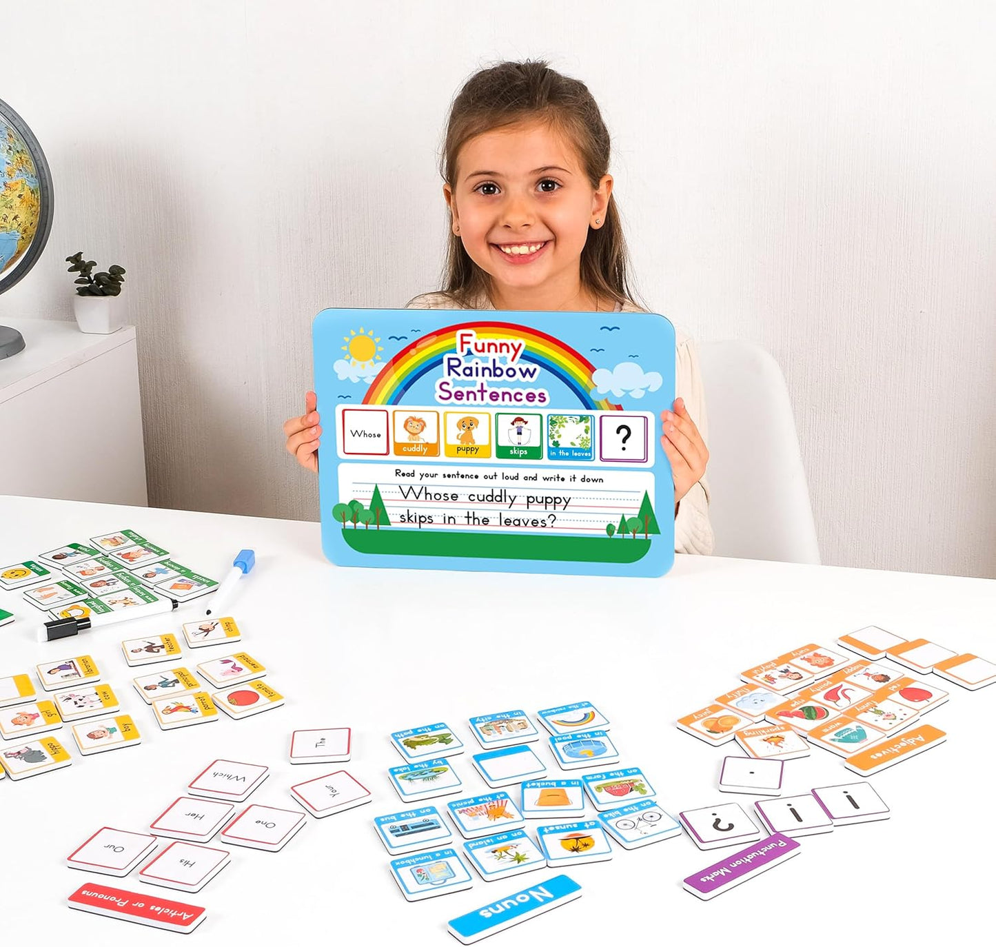 Simply Magic 910 PCS Magnetic Phonics Tiles Set & 110 PCS Sentence Building Kit for Kids