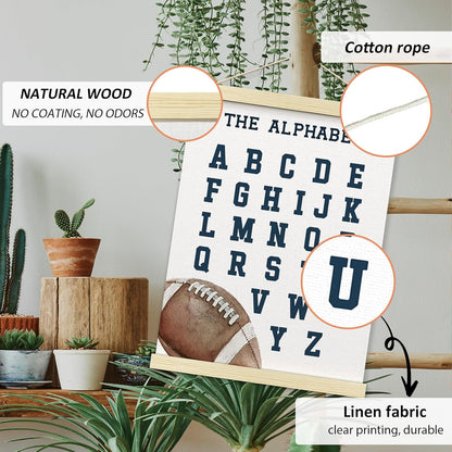 BONETAT Numbers alphabet poster for Nursery Toddlers, Play Room Wall Decor, ABC Wall Chart, Wall Hanging Decor for Toddler Playroom Decor Kids Wall Decor, Wooden Alphabet Banner-A02