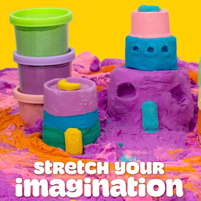 Play-Doh Sand Castle Bucket, 5 Colors & Scents of Play Sand, Resealable Cans with 5 Fun Tools, Sand Castle Building Kit, Creativity for Kids Sensory Bin, Toys for Soft Play