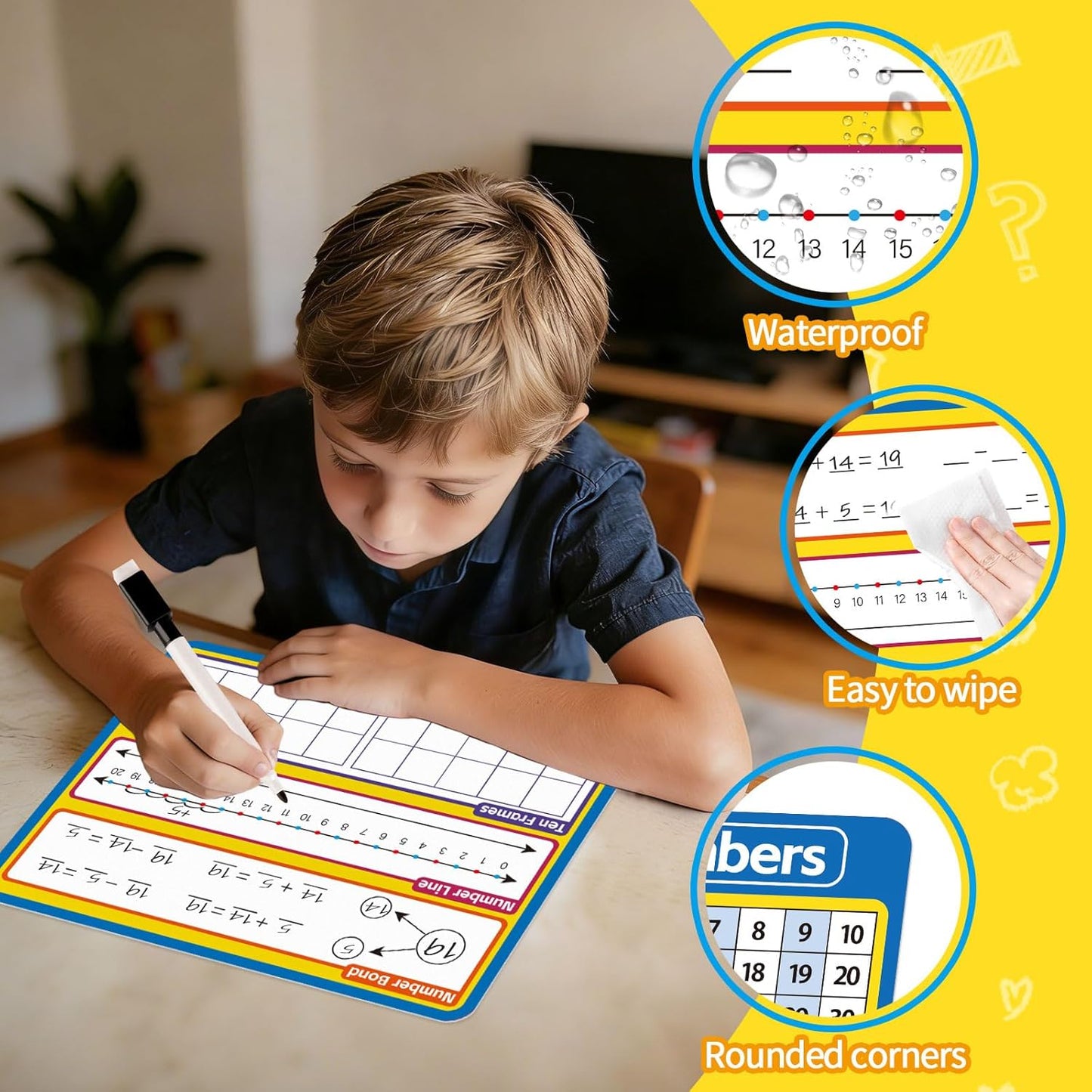 12 Pack Double Sided Value Chart Dry Erase Board,12" x 9" Multiplication Flash Cards,Math Manipulatives Small White Board for Kids,Math Games Chart for Preschool Learning,Homeschool Essentials