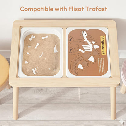 Woodtoe 2 PCS Dinosaur Sensory Table Inserts, Double-Sided Dinosaurs Puzzle for Flisat Trofast, 3D Wooden Dinosaur Puzzle, Sensory Sand & Water Table Accessories, Science Toys STEM Kits for Kid Age 3+
