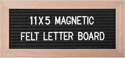 Small Magnetic Felt Letter Board 11x5Inch with Changeable Letters and Numbers, Message board Letter Sign Board in Wood Frame for Anoucement&Notification(Black)