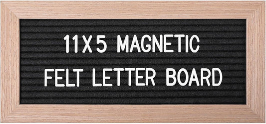 Small Magnetic Felt Letter Board 11x5Inch with Changeable Letters and Numbers, Message board Letter Sign Board in Wood Frame for Anoucement&Notification(Black)