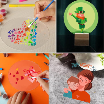 Jetec 30 Pcs 4 Inch Acrylic Circle Blanks Clear Disc Round Transparent Acrylic Coasters Ornament Blanks Miniature Bases for Crafts Christmas Ornament DIY Art Projects Supplies