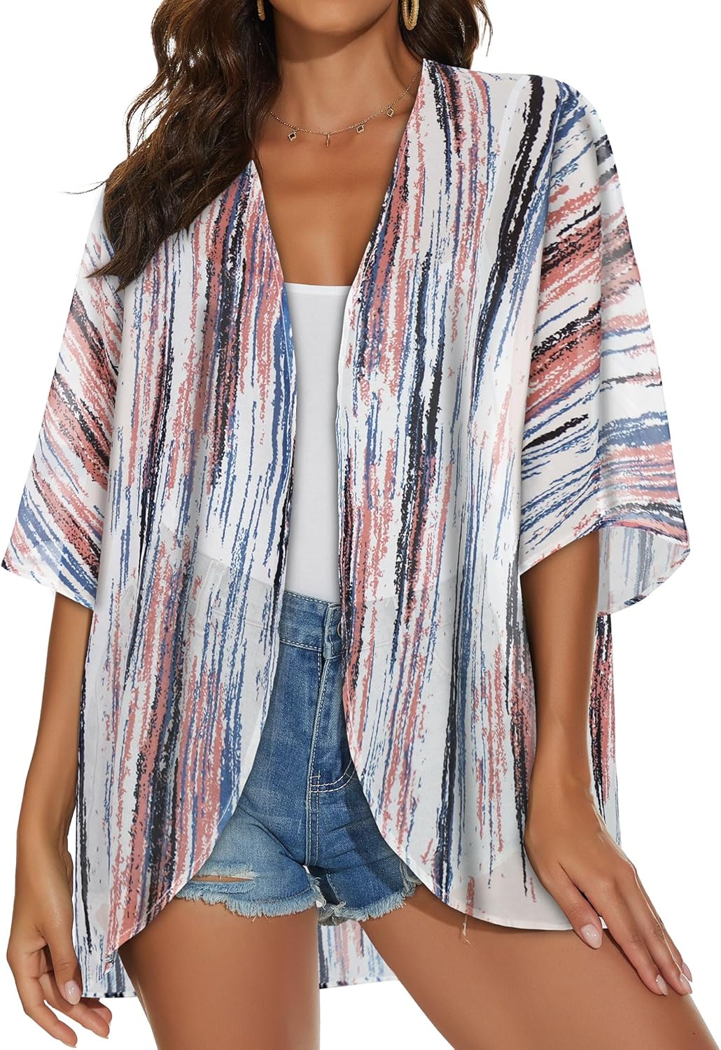 Womens Kimono Cardigans Beach Cover ups Swimwear Puff Sleeve Loose Casual Summer Tops 2026