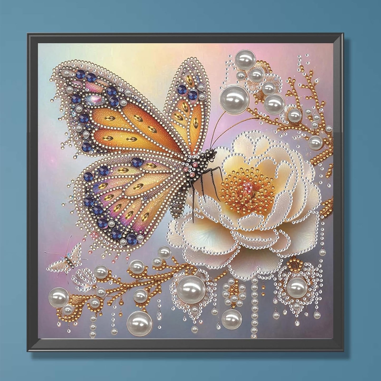 LAKEQUILL Royal Blue Butterfly Special Shaped 5D DIY Partial Drill Home Diamond Art Kit (Butterfly-4)