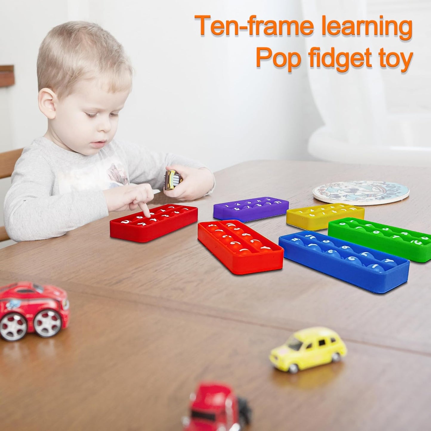 Ten Frame Pop Math Manipulatives - Set of 10 Silicone Fidget Toys for Kindergarten Classrooms - Engaging Educational Counting & Addition Toys for Kids 3 4 5 Years Old