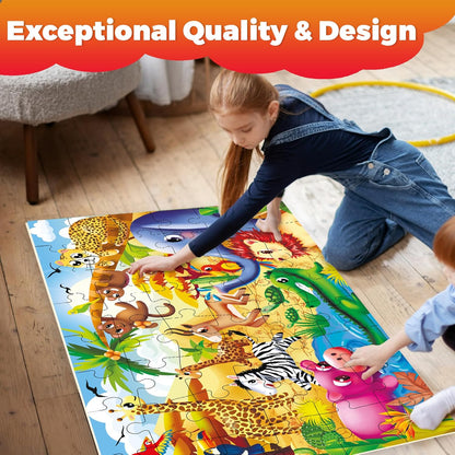 QUOKKA Giant Floor Puzzles for Kids Ages 3-5 - 2x3 Feet 48 Piece Large Puzzles for Kids Ages 4-8 - Educational Toys for Boys and Girls - Toy Gift Activities Africa Version 2