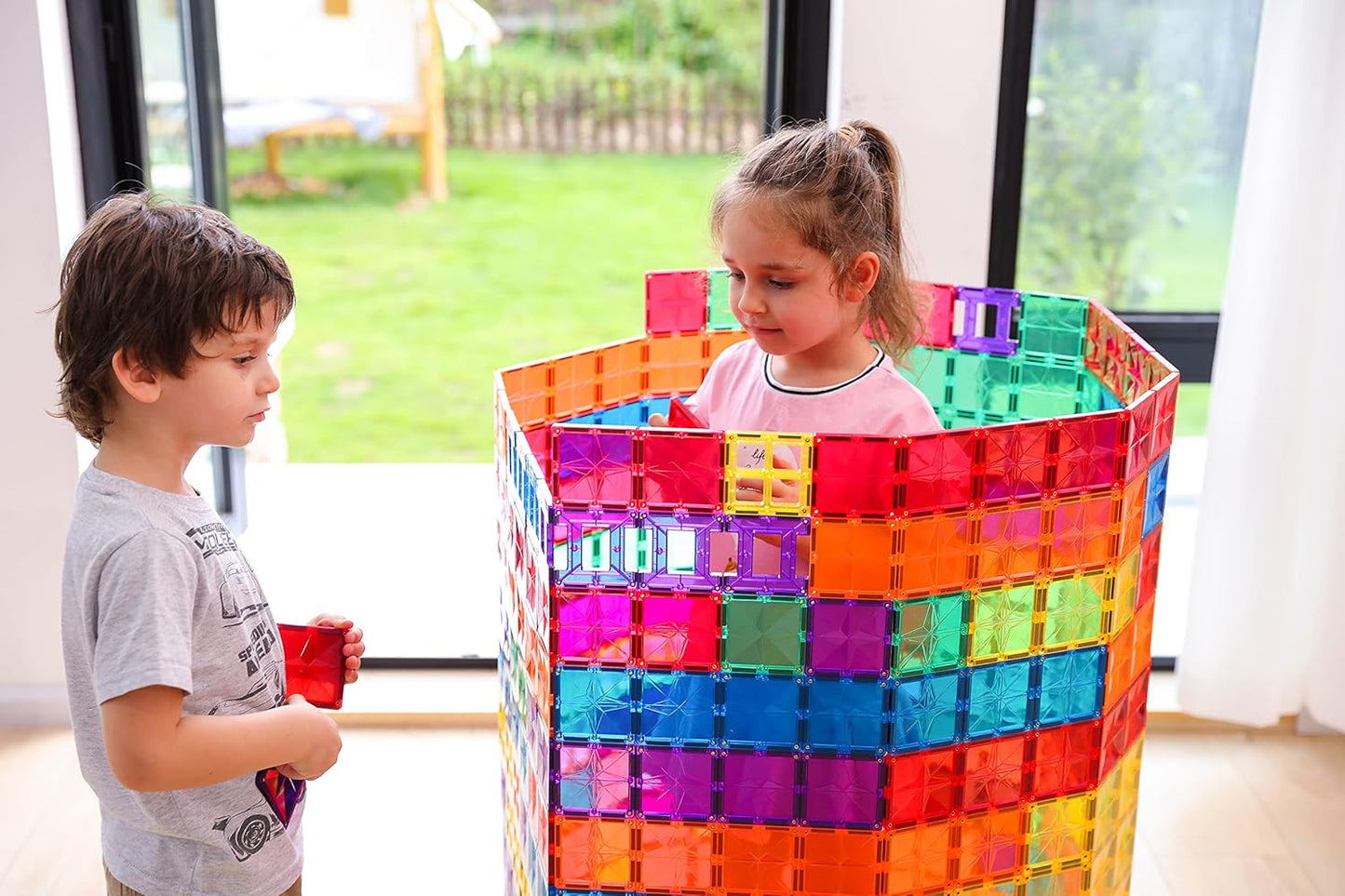 MEGAGONTILES Marble Run Magnetic Tiles Set 120PCS | STEM-Authenticated Magnetic Building Blocks with Marble Track Pieces | Educational Construction Toy for Kids Ages 3–8 (Boys & Girls)