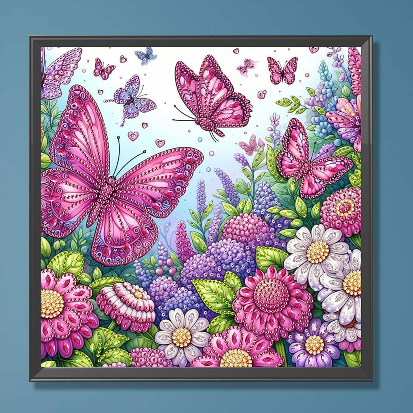 POETRYDRAW Pink Butterfly Special Shaped 5D DIY Partial Drill Diamond Art Painting Kit 30x30cm (Butterfly-1)