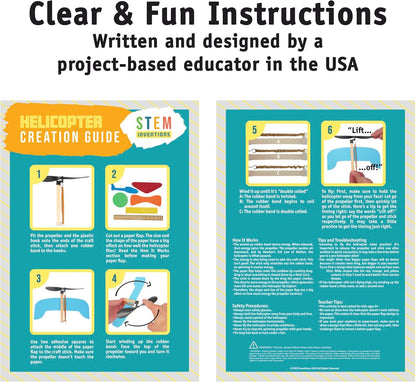 Rubber Band Helicopter Kit – 10-Pack - DIY STEM Craft Project for Kids - Build Your Own Rubberband Flying Toy